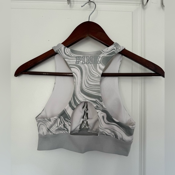 Victoria’s Secret PINK sports bra size XS lacing detail racerback marble pattern - Picture 6 of 7